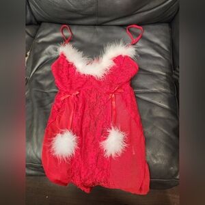 Elegant Red Lace Lingerie with White Accents